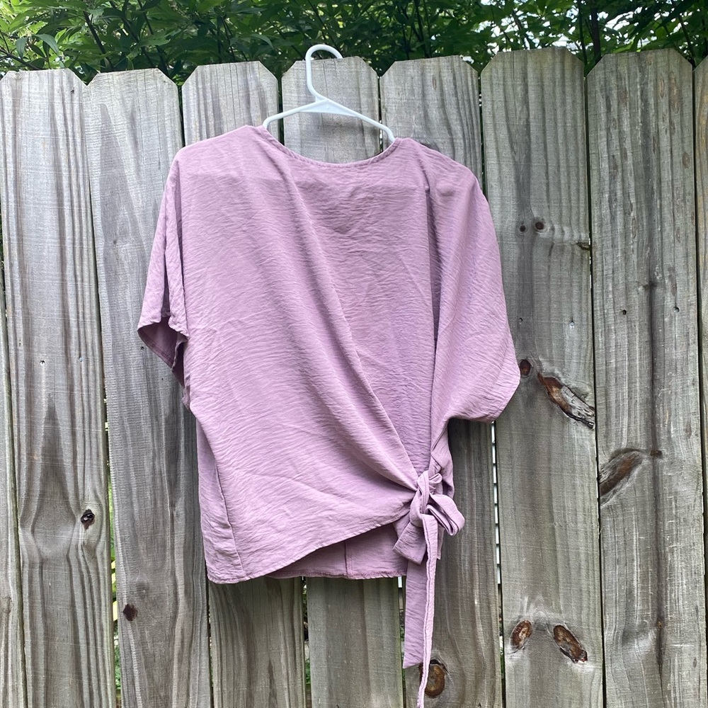 SHEIN Women's Purple Top with Side Tie